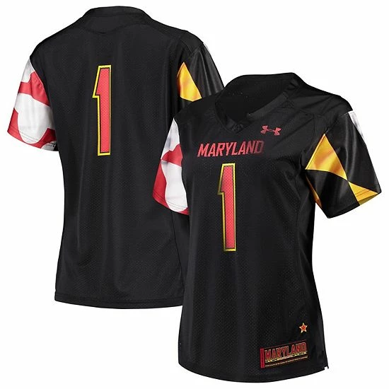 Women's Under Armour #1 Black Maryland Terrapins Finished Replica Jersey 2 Women's Under Armour #1 Black Maryland Terrapins Finished Replica Jersey - Image 2