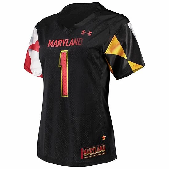 Women's Under Armour #1 Black Maryland Terrapins Finished Replica Jersey 3 Women's Under Armour #1 Black Maryland Terrapins Finished Replica Jersey - Image 3