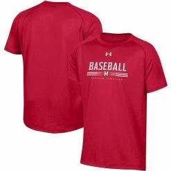 Youth Under Armour Red Maryland Terrapins Baseball Team Issue Tech Raglan T-Shirt