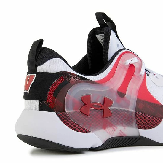 Men's Under Armour White Wisconsin Badgers HOVR Apex 3 Sneakers 5 Men's Under Armour White Wisconsin Badgers HOVR Apex 3 Sneakers - Image 5