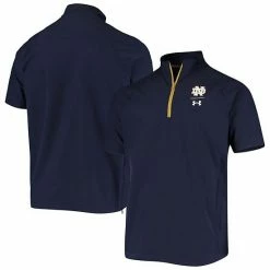 Men's Under Armour Navy Notre Dame Fighting Irish Squad Coaches Raglan Short Sleeve Quarter-Zip Jacket
