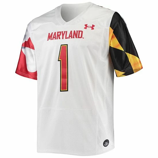 Men's Under Armour #1 White Maryland Terrapins Team Premier Football Jersey 2 Men's Under Armour #1 White Maryland Terrapins Team Premier Football Jersey - Image 2