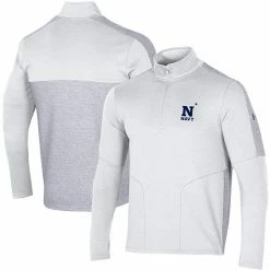 Men's Under Armour White/Heathered Gray Navy Midshipmen Apollo Half-Zip Jacket