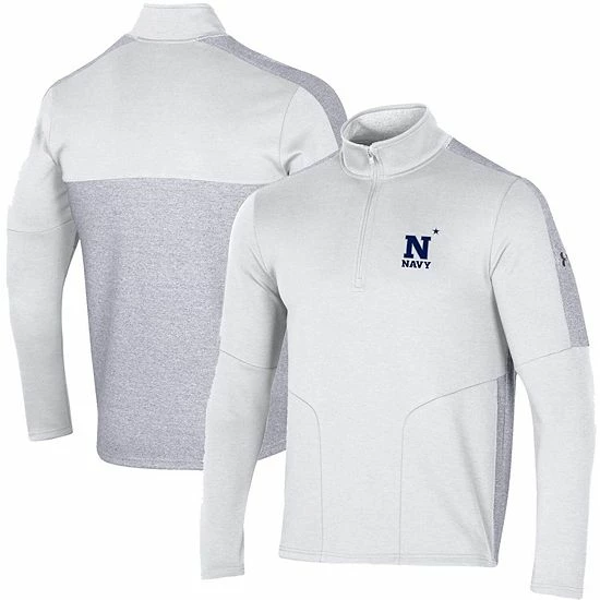 Men's Under Armour White/Heathered Gray Navy Midshipmen Apollo Half-Zip Jacket 1 Men's Under Armour White/Heathered Gray Navy Midshipmen Apollo Half-Zip Jacket
