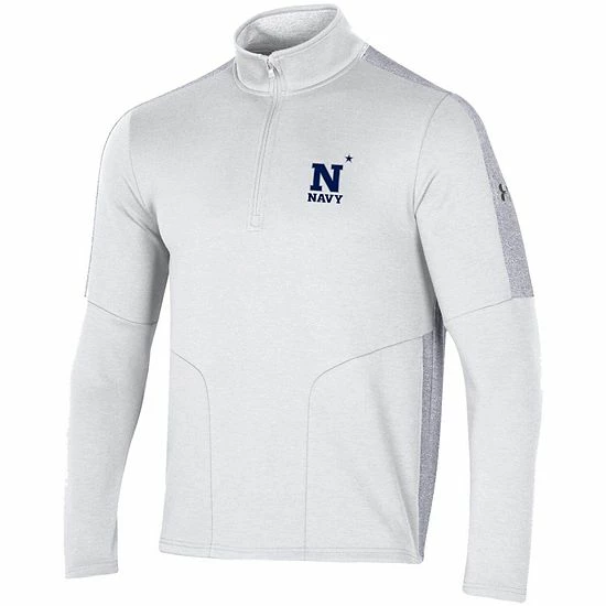 Men's Under Armour White/Heathered Gray Navy Midshipmen Apollo Half-Zip Jacket 3 Men's Under Armour White/Heathered Gray Navy Midshipmen Apollo Half-Zip Jacket - Image 3