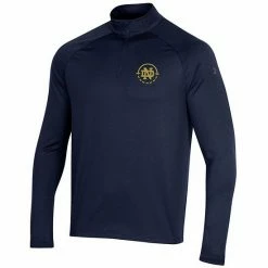 Men's Under Armour Navy Notre Dame Fighting Irish Coaches On-Court Basketball Raglan Quarter-Zip Jacket