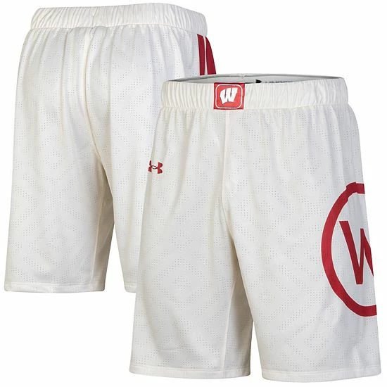 Men's Under Armour White Wisconsin Badgers Throwback College Replica Basketball Shorts 2 Men's Under Armour White Wisconsin Badgers Throwback College Replica Basketball Shorts - Image 2