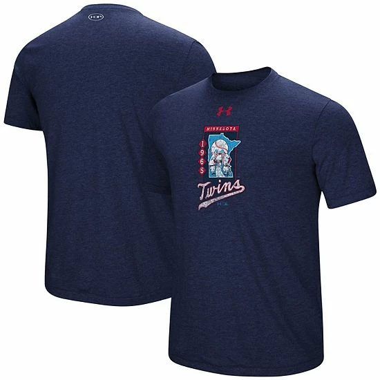 Men's Under Armour Heathered Navy Minnesota Twins Signature Tri-Blend Performance T-Shirt 1 Men's Under Armour Heathered Navy Minnesota Twins Signature Tri-Blend Performance T-Shirt