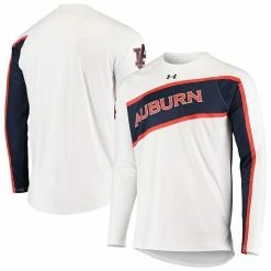 Men's Under Armour White Auburn Tigers On-Court Basketball Long Sleeve Raglan Performance T-Shirt