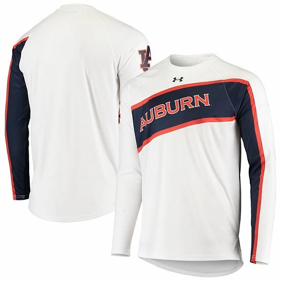 Men's Under Armour White Auburn Tigers On-Court Basketball Long Sleeve Raglan Performance T-Shirt 1 Men's Under Armour White Auburn Tigers On-Court Basketball Long Sleeve Raglan Performance T-Shirt