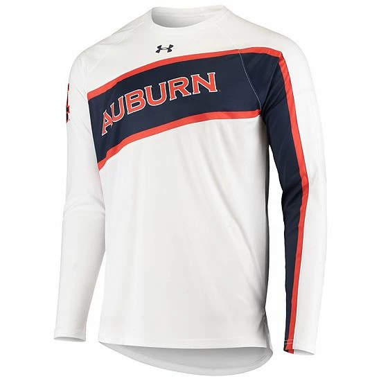 Men's Under Armour White Auburn Tigers On-Court Basketball Long Sleeve Raglan Performance T-Shirt 2 Men's Under Armour White Auburn Tigers On-Court Basketball Long Sleeve Raglan Performance T-Shirt - Image 2