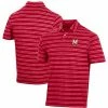 Men's Under Armour Red Maryland Terrapins Charged Cotton Stripe Tri-Blend Polo