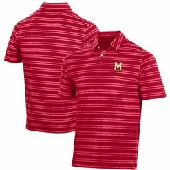 Men's Under Armour Red Maryland Terrapins Charged Cotton Stripe Tri-Blend Polo