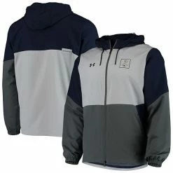 Men's Under Armour Gray/Navy Navy Midshipmen Fieldhouse Full-Zip Jacket