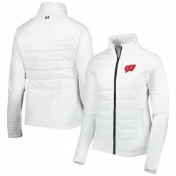 Women's Under Armour White Wisconsin Badgers Atlas Insulated Raglan Full-Zip Jacket