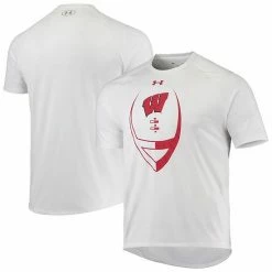 Men's Under Armour White Wisconsin Badgers Football Icon Raglan T-Shirt