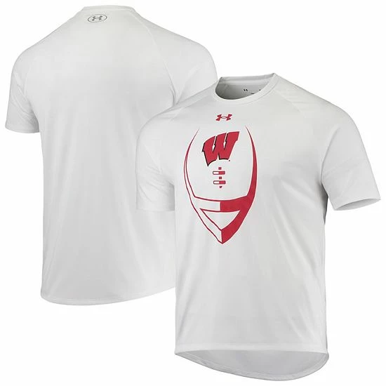 Men's Under Armour White Wisconsin Badgers Football Icon Raglan T-Shirt 1 Men's Under Armour White Wisconsin Badgers Football Icon Raglan T-Shirt