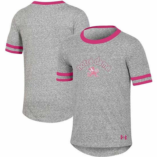 Girls Youth Under Armour Heathered Gray Notre Dame Fighting Irish Siro Slub Novelty T-Shirt 1 Girls Youth Under Armour Heathered Gray Notre Dame Fighting Irish Siro Slub Novelty T-Shirt