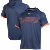 Men's Under Armour Navy Auburn Tigers On-Court Basketball Shooting Hoodie Raglan Performance T-Shirt