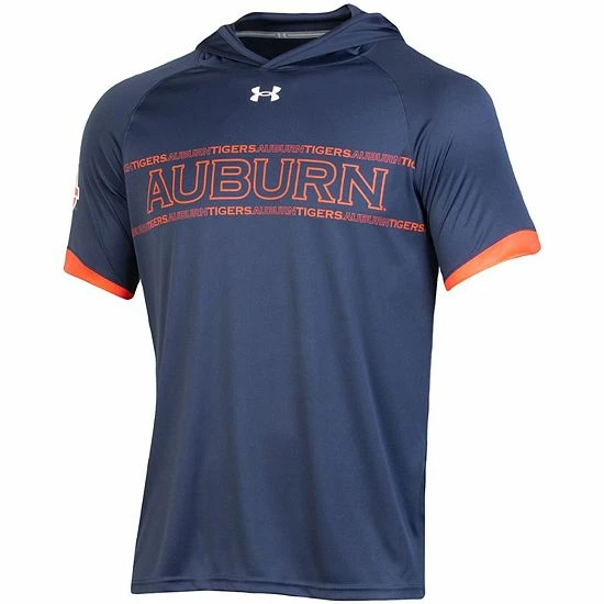 Men's Under Armour Navy Auburn Tigers On-Court Basketball Shooting Hoodie Raglan Performance T-Shirt 3 Men's Under Armour Navy Auburn Tigers On-Court Basketball Shooting Hoodie Raglan Performance T-Shirt - Image 3