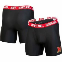 Men's Under Armour Black Maryland Terrapins 2021 Sideline Performance Boxer Briefs