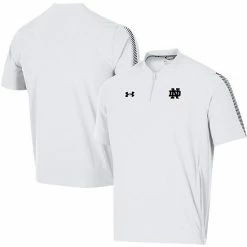 Men's Under Armour White Notre Dame Fighting Irish 2021 Sideline Motivate Short Sleeve Quarter-Zip Polo