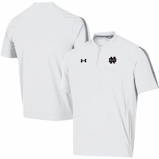 Men's Under Armour White Notre Dame Fighting Irish 2021 Sideline Motivate Short Sleeve Quarter-Zip Polo 2 Men's Under Armour White Notre Dame Fighting Irish 2021 Sideline Motivate Short Sleeve Quarter-Zip Polo - Image 2