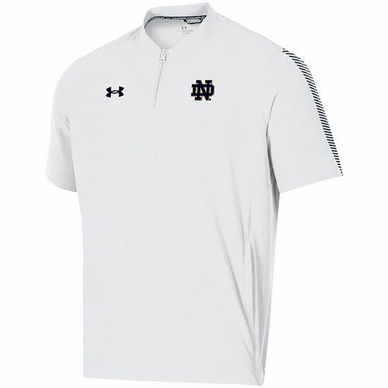 Men's Under Armour White Notre Dame Fighting Irish 2021 Sideline Motivate Short Sleeve Quarter-Zip Polo 3 Men's Under Armour White Notre Dame Fighting Irish 2021 Sideline Motivate Short Sleeve Quarter-Zip Polo - Image 3