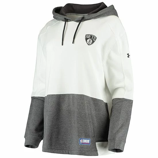 Women's Under Armour White Brooklyn Nets Combine Performance Pullover Hoodie 3 Women's Under Armour White Brooklyn Nets Combine Performance Pullover Hoodie - Image 3