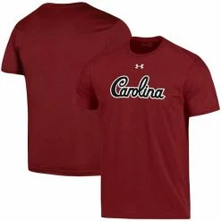 Men's Under Armour Garnet South Carolina Gamecocks School Logo Wordmark Performance Cotton T-Shirt