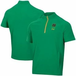 Men's Under Armour Green Notre Dame Fighting Irish Squad Coaches Short Sleeve Raglan Quarter-Zip Jacket