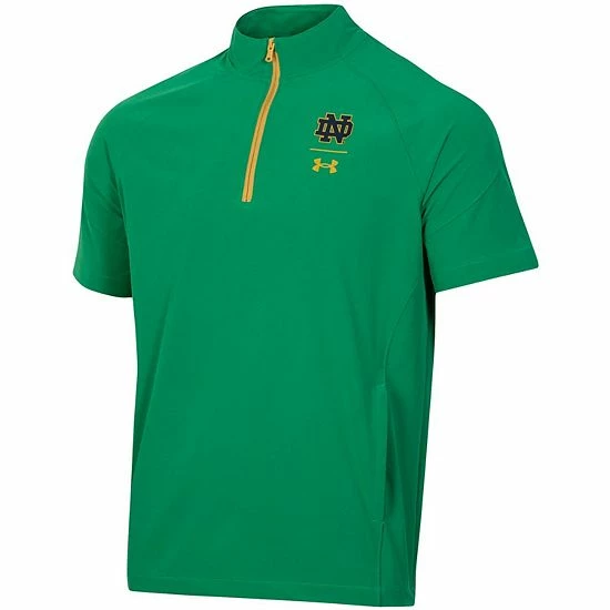 Men's Under Armour Green Notre Dame Fighting Irish Squad Coaches Short Sleeve Raglan Quarter-Zip Jacket 3 Men's Under Armour Green Notre Dame Fighting Irish Squad Coaches Short Sleeve Raglan Quarter-Zip Jacket - Image 3