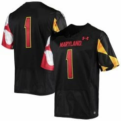 Men's Under Armour #1 Black Maryland Terrapins Team Premier Football Jersey