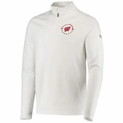 Men's Under Armour White Wisconsin Badgers Coaches On-Court Basketball Raglan Quarter-Zip Jacket -Under Armour SHOP unnamed file 13752