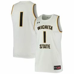 Men's Under Armour #1 White Wichita State Shockers Replica Basketball Jersey