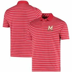 Men's Under Armour Red Maryland Terrapins Wordmark Stripe Performance Polo