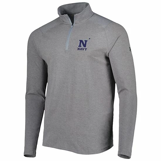 Men's Under Armour Heathered Gray Navy Midshipmen All Day Tri-Blend Quarter-Zip Jacket 3 Men's Under Armour Heathered Gray Navy Midshipmen All Day Tri-Blend Quarter-Zip Jacket - Image 3