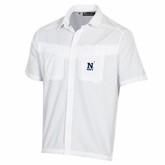 Navy Midshipmen Under Armour Tide Chaser Performance Button-Up Shirt - White 3 Navy Midshipmen Under Armour Tide Chaser Performance Button-Up Shirt - White - Image 3