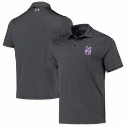 Men's Under Armour Black Northwestern Wildcats Green Trail Stripe Polo