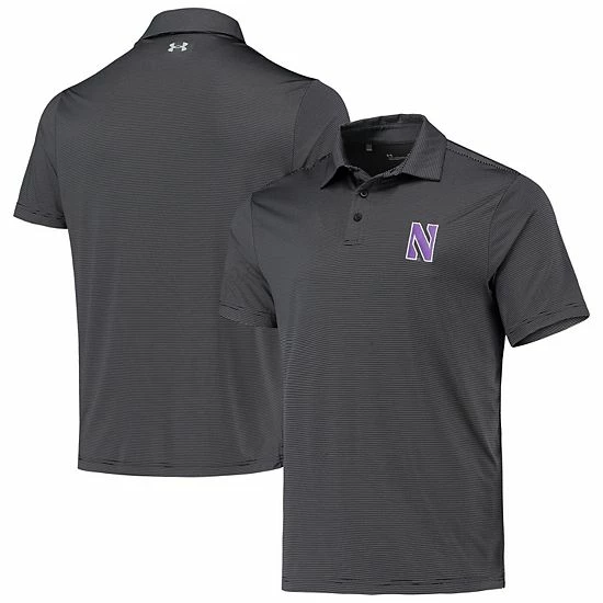 Men's Under Armour Black Northwestern Wildcats Green Trail Stripe Polo 2 Men's Under Armour Black Northwestern Wildcats Green Trail Stripe Polo - Image 2