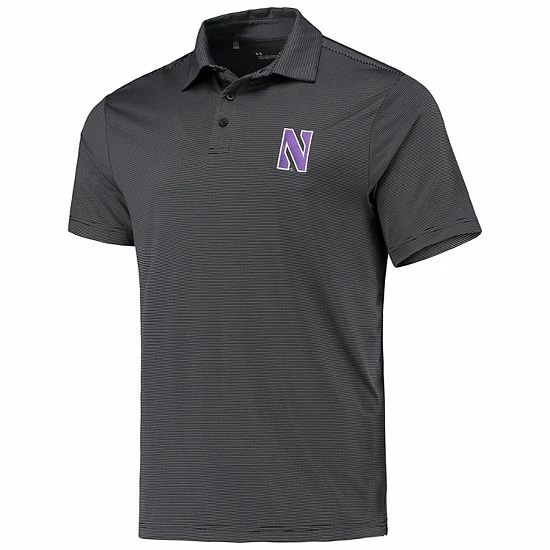Men's Under Armour Black Northwestern Wildcats Green Trail Stripe Polo 3 Men's Under Armour Black Northwestern Wildcats Green Trail Stripe Polo - Image 3