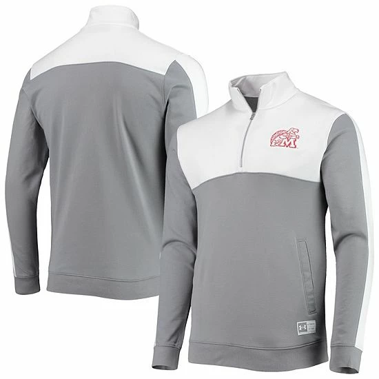 Men's Under Armour White/Gray Maryland Terrapins Game Day All Day Fleece Half-Zip Jacket 1 Men's Under Armour White/Gray Maryland Terrapins Game Day All Day Fleece Half-Zip Jacket
