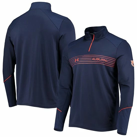 Men's Under Armour Navy Auburn Tigers Sideline Performance Lightweight Quarter-Zip Jacket 2 Men's Under Armour Navy Auburn Tigers Sideline Performance Lightweight Quarter-Zip Jacket - Image 2