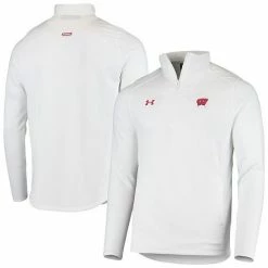 Men's Under Armour White Wisconsin Badgers 2021 Sideline Command Quarter-Zip Jacket