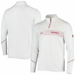 Men's Under Armour White Wisconsin Badgers Sideline Performance Lightweight Quarter-Zip Jacket