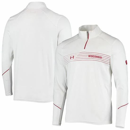 Men's Under Armour White Wisconsin Badgers Sideline Performance Lightweight Quarter-Zip Jacket 1 Men's Under Armour White Wisconsin Badgers Sideline Performance Lightweight Quarter-Zip Jacket