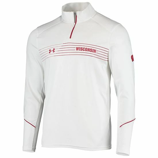 Men's Under Armour White Wisconsin Badgers Sideline Performance Lightweight Quarter-Zip Jacket 3 Men's Under Armour White Wisconsin Badgers Sideline Performance Lightweight Quarter-Zip Jacket - Image 3