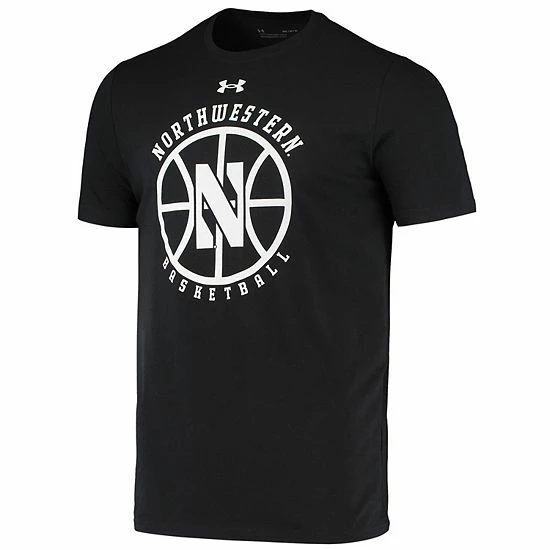 Men's Under Armour Black Northwestern Wildcats Logo Basketball T-Shirt 2 Men's Under Armour Black Northwestern Wildcats Logo Basketball T-Shirt - Image 2