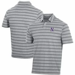 Men's Under Armour Gray Northwestern Wildcats Charged Cotton Stripe Tri-Blend Polo