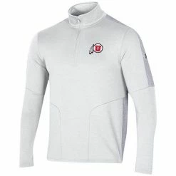 Men's Under Armour White/Heathered Gray Utah Utes Apollo Half-Zip Jacket -Under Armour SHOP unnamed file 13965